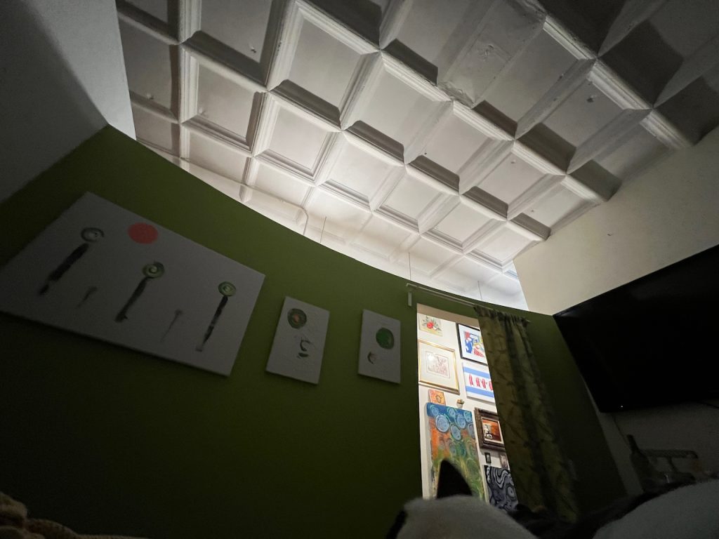 Art Deco coffered ceiling in the Film Exchange Lofts, 1307 S Wabash Ave, Chicago