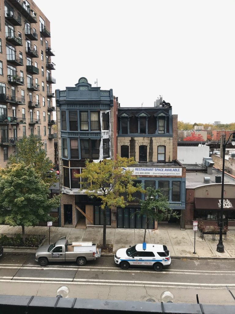 West view of historic storefronts on Wabash Avenue
