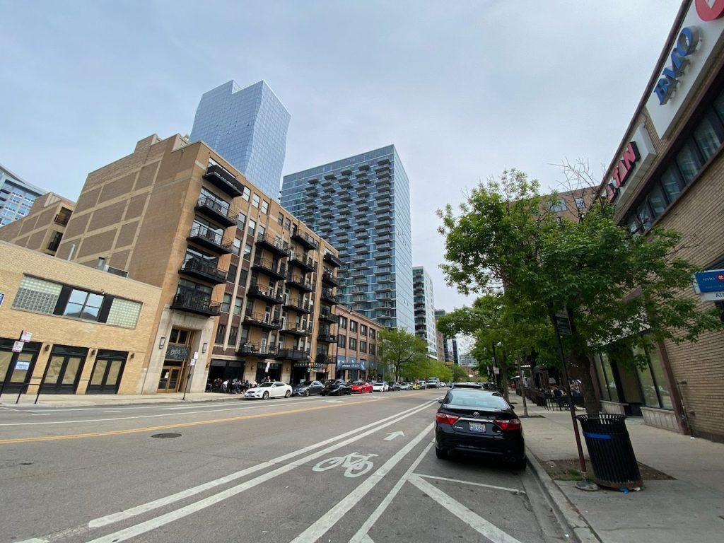 South Loop street with protected bike lane